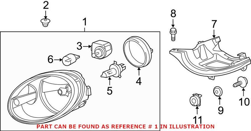 VW Headlight Assembly - Passenger Side (Halogen) 5C1941006